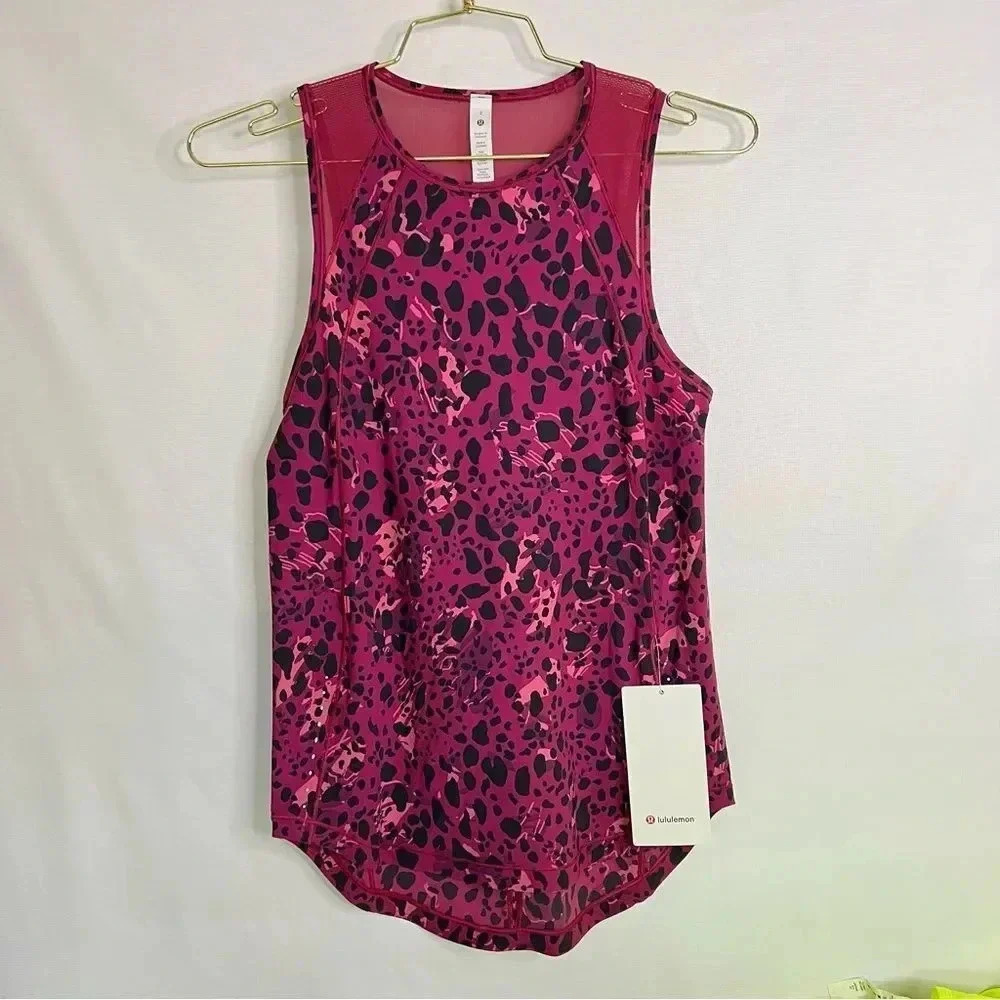 Lululemon Sculpt Tank Top Size 2 Cheetah Camo Magenta Purple Multi/Magenta